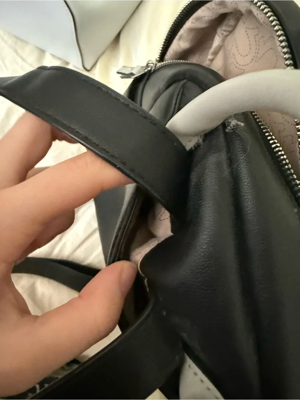 True Religion Black Backpack with Silver Studded Horseshoe